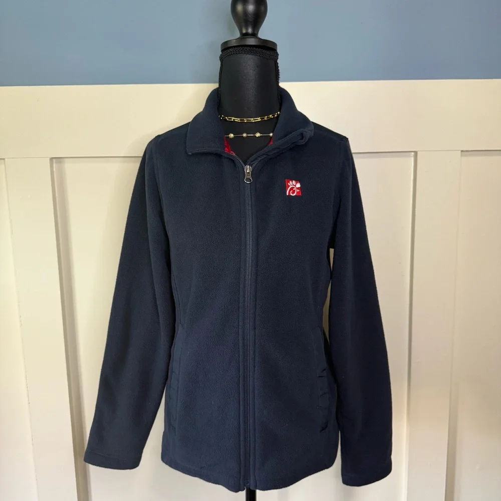 Chick-fil-A oobe Navy Zip-Up Fleece Jacket Women’s Small - Picture 2 of 5